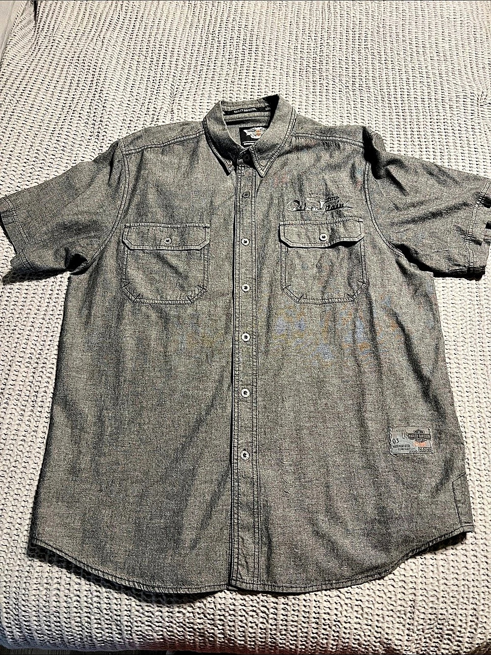 Harley-Davidson Custom Paint Short Sleeve Button-Up Shirt XL
